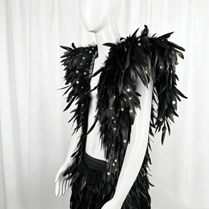 Épaulette en plumes d'oie avec accents de cristal pour tenue de festival de danse Samba, accessoire de vêtement dramatique en plumes pour l'épaule - Product Image 3