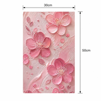 Lukisan Minyak Bunga Pink Bertekstur 3D Buatan Tangan 30x50cm dengan Teknik Impasto dan Pisau Palet di Kanvas Katun Linen untuk Dekorasi Rumah
