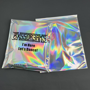 Wholesale Laser Holographic Poly Mailers Custom Logo Rainbow Iridescent Shipping Envelopes Boutique Apparel Packaging Bags - Product Image 5