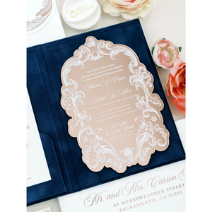 Vàng gương acrylic lời mời với trắng UV mực chi tiết tùy chỉnh sang trọng bìa cứng Folio lời mời đám cưới - Product Image 6