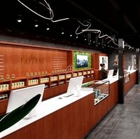 Magasin de détail Design d'intérieur Magasin de fumée Vitrine CBD Vitrine Cabinet Verre pour magasin de fumée