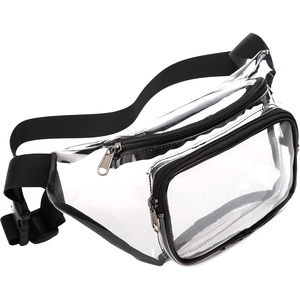 Sac banane unisexe pas cher personnalisé avec logo imprimé, sac de poitrine sport extérieur pour course à pied, sac banane étanche en PVC transparent avec fermeture éclair - Product Image 1
