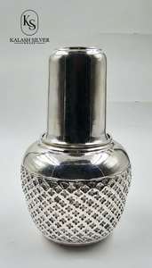 Pure Silver Designer <b>Bottle</b> for <b>Water</b> Ayurvedic Health Drinking <b>Bottle</b> Handmade Luxury Silver Flask - Product Image 3