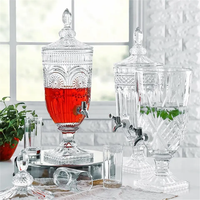 Distributeur de jus et de boissons en verre cristal sans plomb de haute qualité 2L avec robinet pour cuisine et mariage