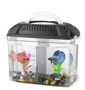 China Manufacturer Aquarium Double Room Betta Fish Tank With Divider