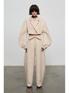 2024 New Arrival Cintura Alta Esfregando Design Nicho Solto Casual Calças Wide-leg Preto - Product Image 5