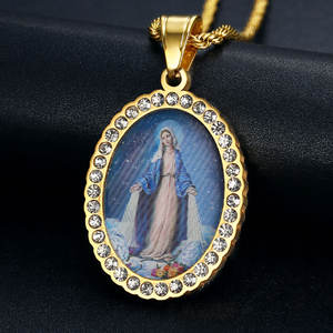 Collar <span class=keywords><strong>de</strong></span> Oración con Colgante Cristiano <span class=keywords><strong>de</strong></span> la <span class=keywords><strong>Virgen</strong></span> María, <span class=keywords><strong>Madre</strong></span> <span class=keywords><strong>de</strong></span> Jesús, Bendita, en Forma <span class=keywords><strong>de</strong></span> Elipse, <span class=keywords><strong>de</strong></span> Acero Inoxidable, Sin Cadena - Product Image 5