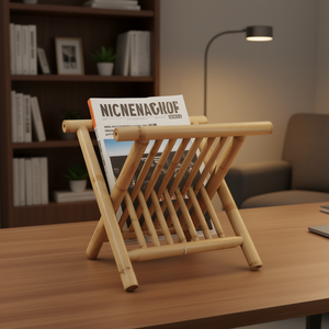 Portariviste in bambù naturale 16,5 pollici x 12,0 pollici x 13,6 pollici, elegante contenitore pieghevole per uso ufficio - Product Image 2