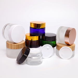 Pot en verre mat avec couvercle en métal noir/argent/or pour crème pour le visage et soins de la peau 30g - Product Image 2