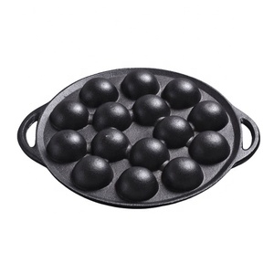 Antica teglia per muffin in ghisa 15 tazze Mini padella per Pancake in ghisa 15 tazze rotonda Poffertjes Mini padella per Pancake in ghisa olandese - Product Image 4