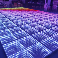 Usine directement vente rvb couleur changeante verre trempé Tunnel plancher interactif miroir 3D piste de danse infini affichage LED