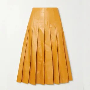 chicas mini falda wholesale apparel women lady pleated mid-length pu girl women mini jupe en cuir pour femme chic leather skirt