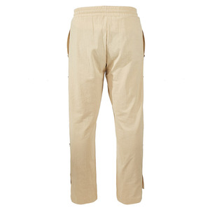 <b>Men's</b> <b>Linen</b> Straight Fit Long <b>Pants</b> With Button Detail Breathable Casual Outdoor Wear - Product Image 5