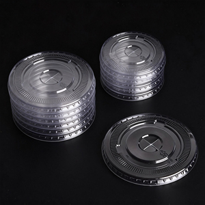Tapas de Plástico PET Desechables al por Mayor de 90mm y 95mm - Tapas Transparentes Tipo Cúpula/Planas/Sin Popote para Vasos de Boba, Café, Zumo para Llevar - Product Image 4