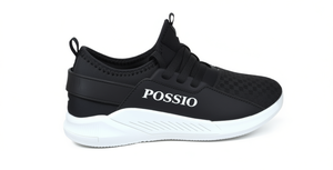 Scarpe Casual da Uomo Possio Stile Basket Nere in Mesh con Lacci Punta Rotonda Traspiranti per Tutte le Stagioni Design Sportivo Suola Intermedia in EVA Gomma - Product Image 1