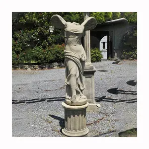 Décoration de jardin grande taille, statue de déesse de la victoire, sculptures en marbre, grane antique
