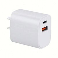 Chargeur mural rapide 20W, adaptateur secteur USB-C, prise US, câble PD pour iPhone 12 11 X 8