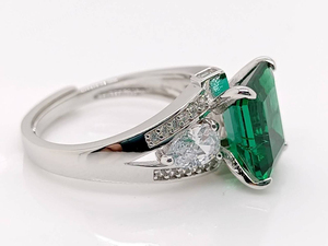 Cushion Cut 2.9ct Lab Grown <b>Emerald</b> <b>Ring</b> Elegance Jewelry in S925 <b>Silver</b> <b>Emerald</b> Wedding Engagement <b>Rings</b> - Product Image 2