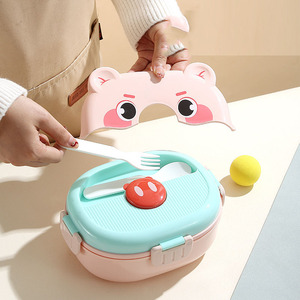 Boîte à lunch pour enfants avec compartiments, mignonne boîte bento en forme d'ours/cochon/tigre violet pour enfants, boîte <span class=keywords><strong>de</strong></span> rangement alimentaire en Tritan - Product Image 2