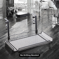 Support de rangement pliable en métal blanc sans perçage pour câbles sous la table, type crochet, étagère de rangement pour prises en fil de fer, cuisine