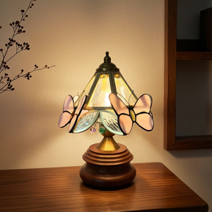 American Stained Glass <strong>Table</strong> Lamp Butterfly Decorative LED Bedside Desk <strong>Light</strong> Vintage Handcraft Lamp for Bedroom Hotel Cafe - Product Image 2