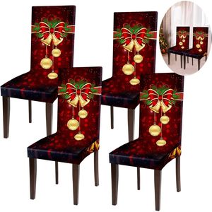 Modern Red Stretchable <b>Chair</b> Covers <b>Set</b> <b>of</b> <b>4</b> Washable Removable Christmas Decorations for Home Hotel <b>Dining</b> & Events - Product Image 1