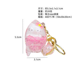 Nouveau créatif mignon flottant liquide porte-clés pour sac voiture acrylique porte-clés dessin animé Hello Kitty Couple liquide porte-clés - Product Image 6