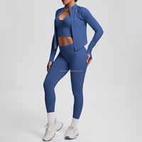 Nouvel ensemble de 4 pièces personnalisé, vêtements de sport taille plus, veste de sport, tenue de sport, ensemble de yoga sans couture pour femmes