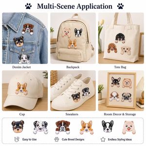 Parches bordados termoadhesivos y para coser de razas de perros: Rottweiler, Bulldog, <span class=keywords><strong>Collie</strong></span>, Poodle, Corgi, Pug, Shiba - Product Image 4