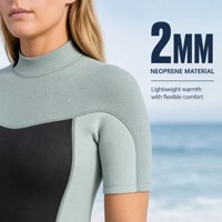 Combinaison de plongée en néoprène pour femme, col montant, color block, extensible, 2 mm, fermeture éclair dorsale, pour le surf