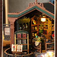 CAYI Hot Twilight Librairie Maison de poupée en bois Maison de poupée miniature pour filles Maison de poupée Accessoires miniatures avec lumière LED