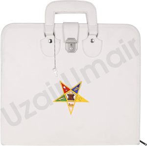 Uzair Umair Delantal de Cuero Masónico para Maestro Masón, Ligero, de Forma Cuadrada, 16x18 Pulgadas, con Estuche para Corbata de Seda Tejida y Logotipo Bordado - Product Image 4