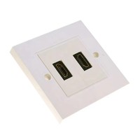 Adaptador de Pared de 2 Puertos para Audio y Video, Chapado en Oro 2.0, ABS, 86x86mm, 4K 60Hz, Blanco, Enchufe UK