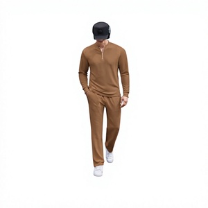 Ensemble de sport deux pièces décontracté pour homme, style jeune et tendance, respirant, col montant, couleur unie, fermeture éclair, manches longues - Product Image 3