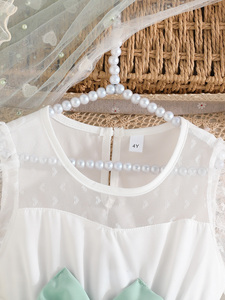 ชุดเดรสเด็กผู้หญิงน่ารักหรูหราสำหรับฤดูร้อน แขนสั้น แต่งโบว์ลูกไม้ ชุดสองชิ้น เสื้อผ้าเด็กแฟชั่นสำหรับเด็กผู้หญิงอายุ 4-8 ปี - Product Image 3