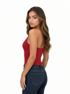 Top a Fascia con Scollo a V a Righe per Donne, Stile Y2K, Senza Maniche, Schiena Scoperta, Crop Top Estivo da <span class=keywords><strong>Donna</strong></span> per Uscite - Product Image 5