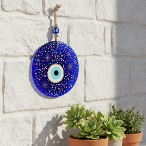 Décoration murale peinte à la main 18x30cm en verre mauvais œil - Product Image 3