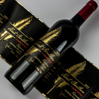 Etiquetas de Vino Holográficas de Aluminio Dorado de Alta Gama Personalizadas con Impresión UV, Embalaje en Relieve/Bajo Relieve para Botellas de Vino