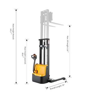 High Lift Stacker For <b>Pallets</b> Powered Walkie Stacker With 1 Ton To 3 Ton Capacity For Factory Logistics Storage - Product Image 2