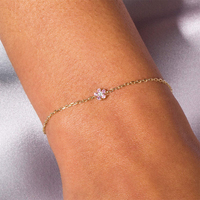 Großhändler Wunderschöner Vergoldeter Schmuck 14k Sterling Silber Armband mit Rosa Saphir-Blume für Damen als Geschenk