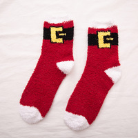 Chaussettes de fabrication artisanale en microfibre pelucheuse, motif Père Noël, flocon de neige et renne, chaussettes confortables pour l'hiver