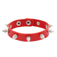 Bracelet punk rock design créatif vente en gros tendance bracelet en cuir noir avec cône rivet en pointe bracelet en cuir PU pour homme et femme