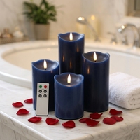 Décoration d'intérieur Matti's - Bougie LED à flamme réelle 3D à télécommande, en cire de paraffine, couleur bleue lisse