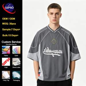 QZFSO Manufacturer OEM Vintage Hip Hop Mesh American Football Jersey Custom Sublimation Streetwear Rugby Uniform <b>Top</b> Jersey - Product Image 1