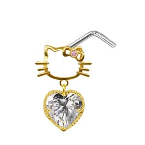 YW Stainless Steel <strong>Nose</strong> Ring L Bend <strong>Cute</strong> Cat <strong>Nose</strong> Stud Ring 20G <strong>Nose</strong> <strong>Piercing</strong> Body Jewelry - Product Image 4