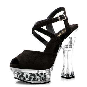 Sandalias de Tacón de 14 cm, Calzado de Baile, Estilo Gótico Exótico, Fetiche, Punta Abierta, Stripper, Cristal, Diamante, Impermeables - Product Image 6