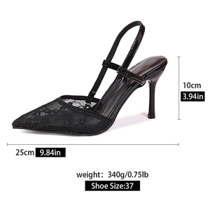 Chaussures pour <span class=keywords><strong>femme</strong></span> de luxe, nouveau design personnalisé, sexy, à talons hauts fins et pointus, avec empeigne brodée en dentelle et bride en PU, Life A-MZ-05 - Product Image 4
