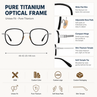 Monture de lunettes en titane à bordure complète pour lunettes de lecture pour jeunes, bloquant la lumière bleue.