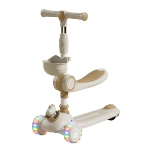 Trottinette 3 en 1 pour enfants, 3 roues, musique et lumière, guidon réglable sur 3 niveaux, panier de rangement, acier et PP épaissis, pour les enfants de 3 à 6 ans - Product Image 5
