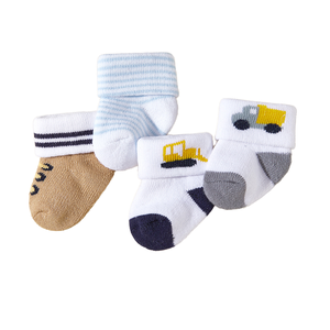 Chaussettes de sol en coton 100% antibactériennes chaudes pour l'automne et l'hiver, lot de 4, unisexe, en tissu éponge pour bébés garçons et filles, tricotées, décontractées, hautes - Product Image 1
